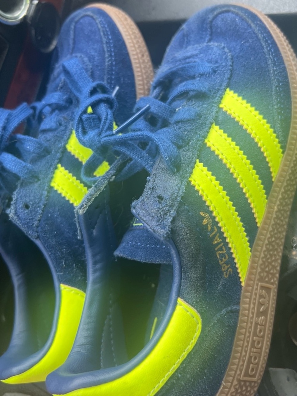 adidas Kids Gazelle Sneakers in Navy and Neon Yellow